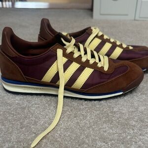 adidas Maroon and Brown Retro Runner with Cream Stripes